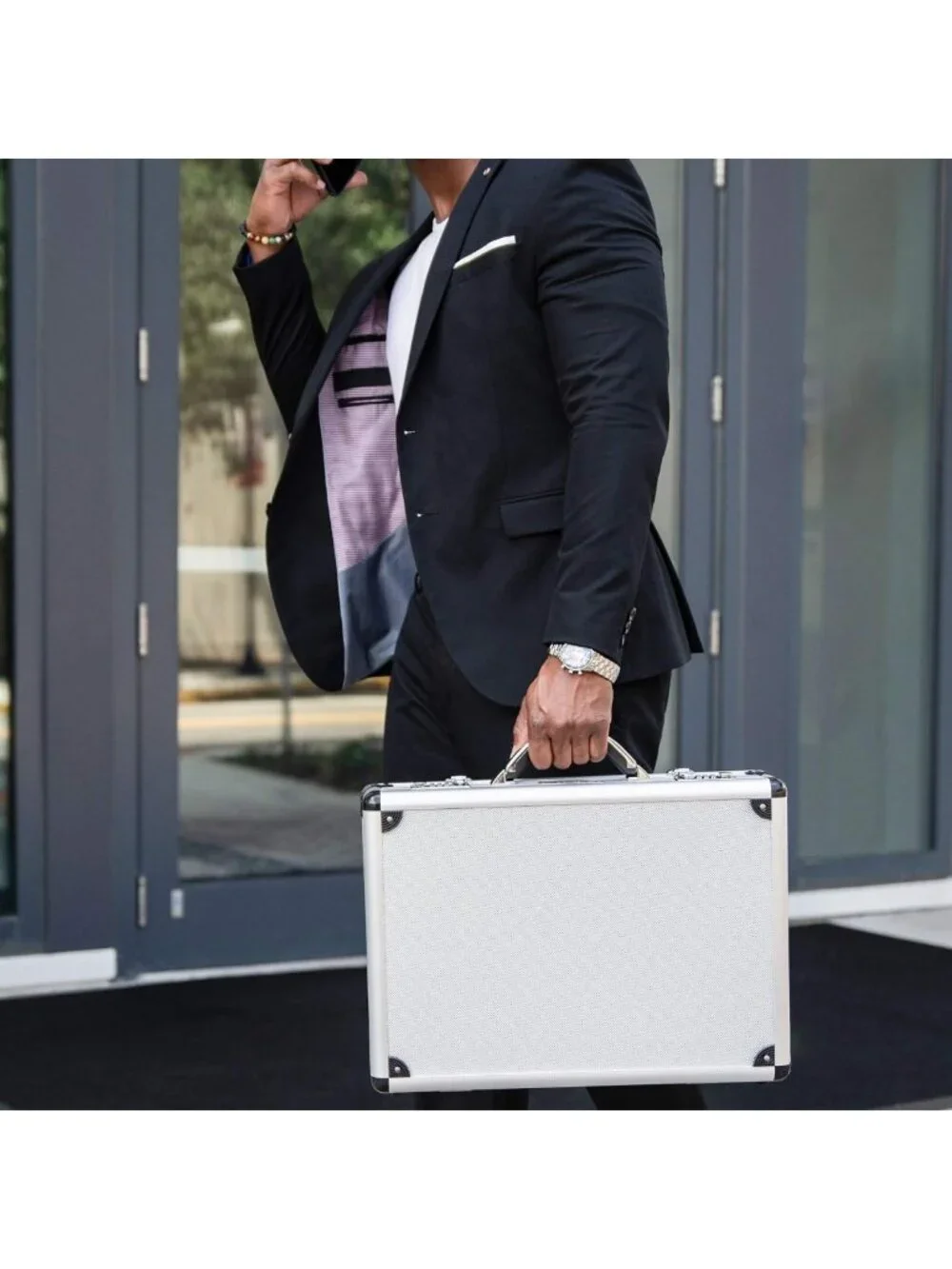 Sleek Aluminum Laptop Briefcase with Padded Interior & Combo Lock - Business